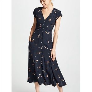 Capulet Elie black floral midi dress XS